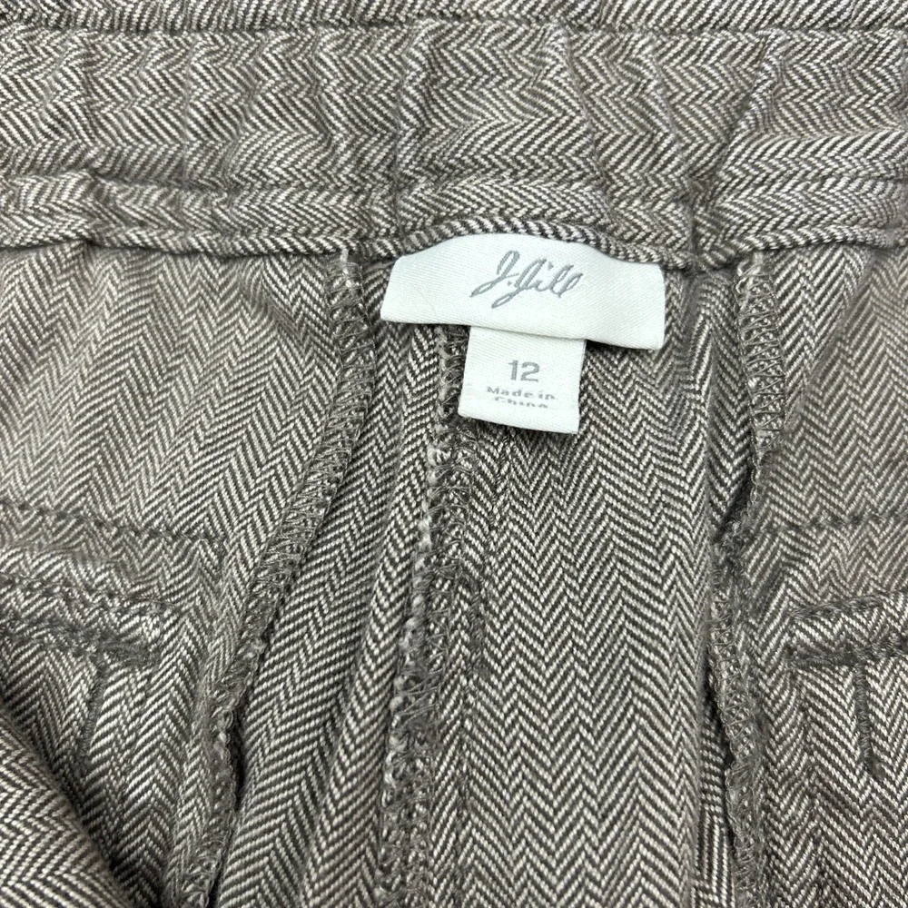 J. Jill Womens Pants Brown‎ Casual Dress Pant Wide Leg Capri Herringbone Size 12